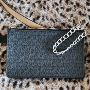 Michael Kors Black Silver Belt with Textured Design